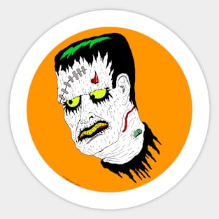 Black Metal Monster (orange background) Sticker